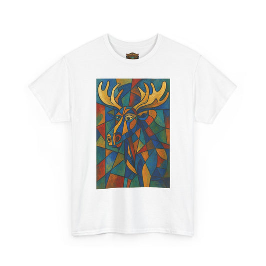 Picasso Moose T‑Shirt — Colorful Geometric Woodland Art Tee