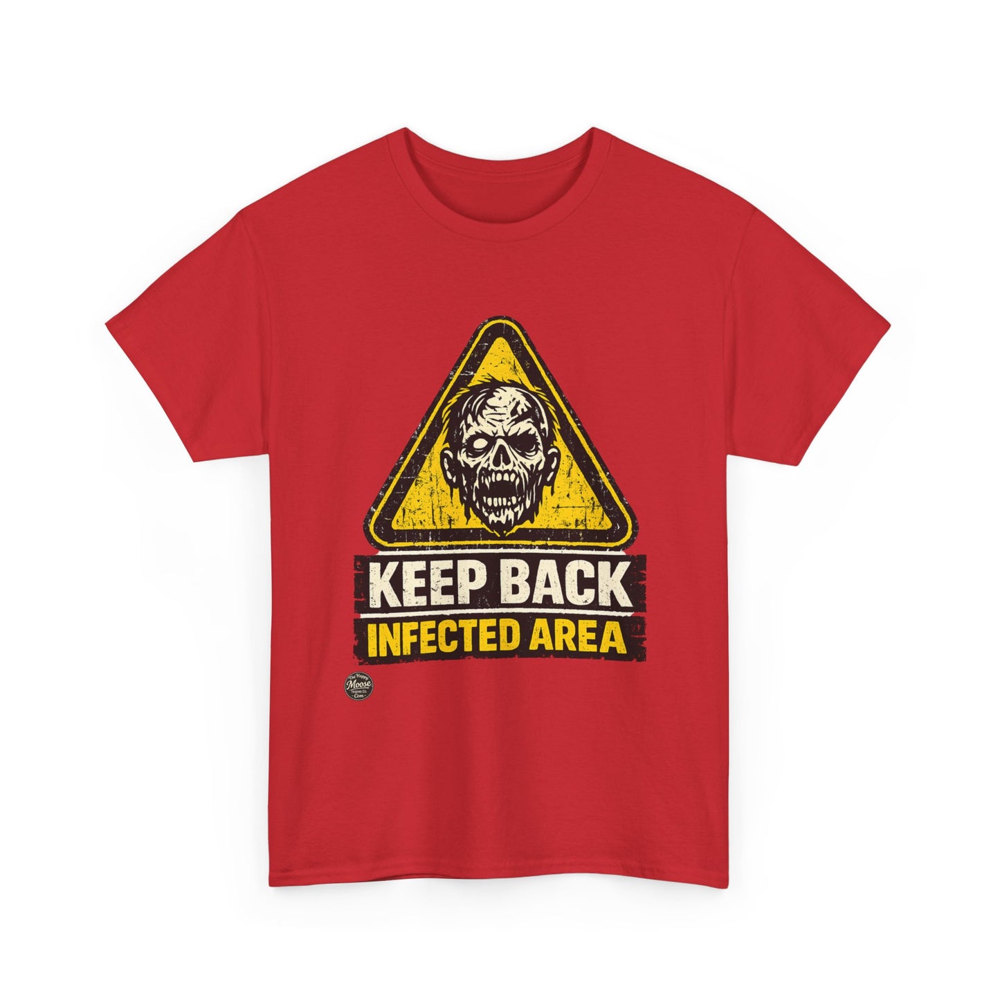 Zombie Warning Tee — "Keep Back Infected Area" Graphic T-Shirt
