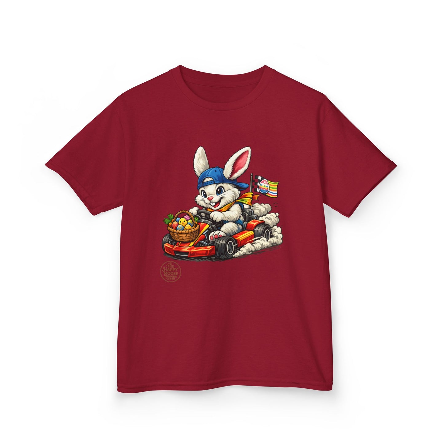Kids Bunny Go-Kart Tee – Easter Bunny Racing with Candy Basket