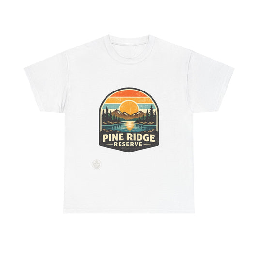 Pine Ridge Reserve TShirt — Vintage Sunset Mountain Camping T-Shirt