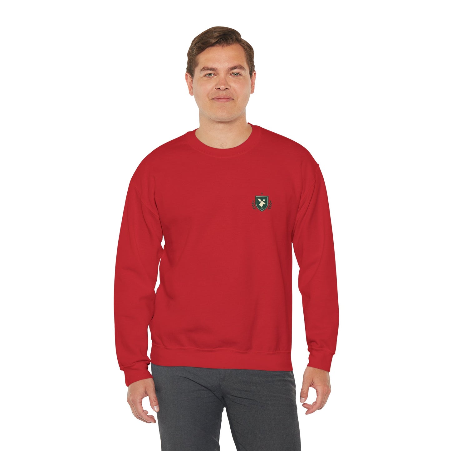 Embroidered Crest Crewneck Sweatshirt — Minimal Vintage Shield Logo