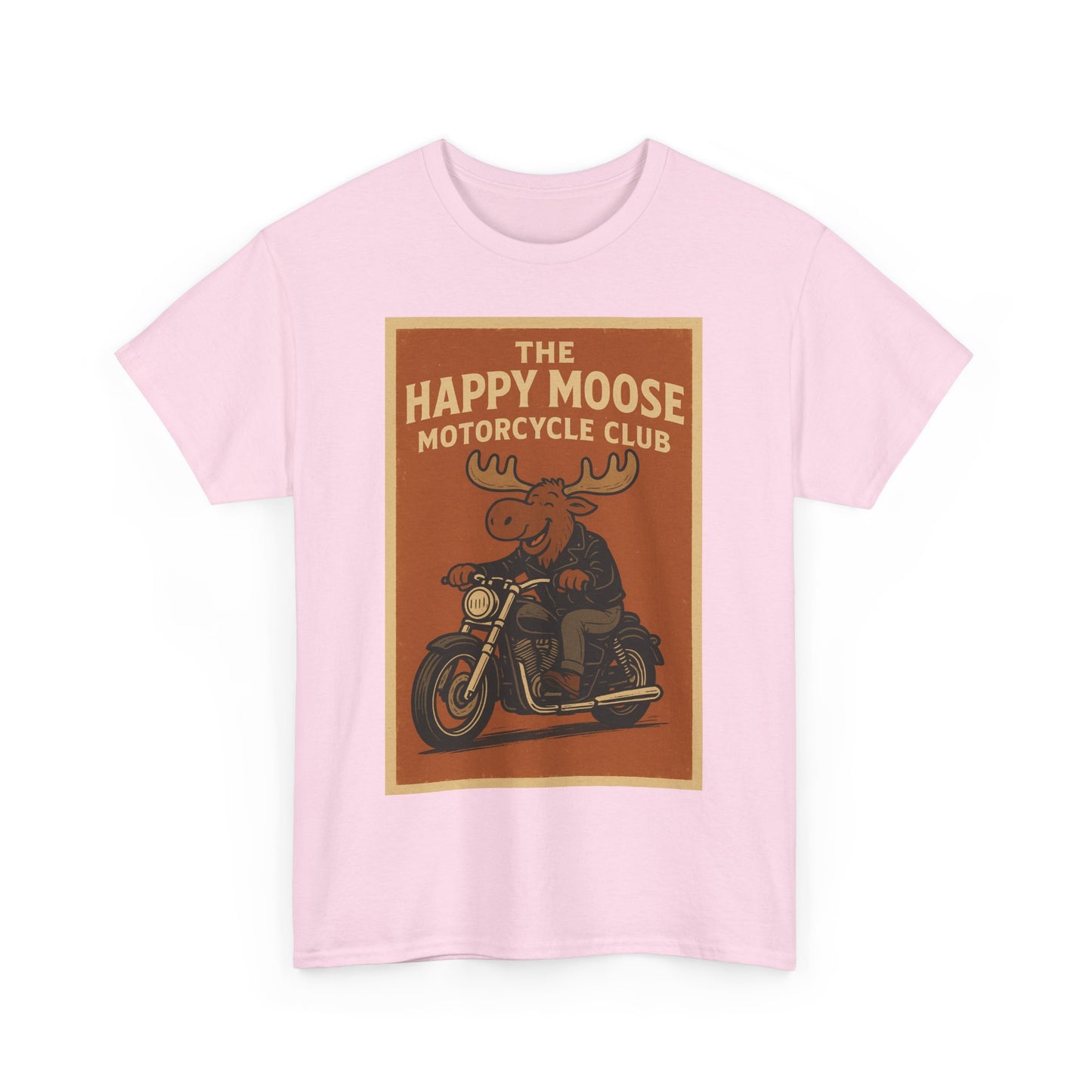 "Ride with style in the Happy Moose Motorcycle Club T-Shirt. Premium comfort, bold biker design—perfect for riders & fans alike."