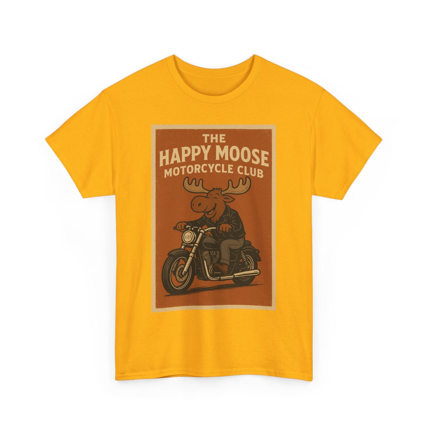 "Ride with style in the Happy Moose Motorcycle Club T-Shirt. Premium comfort, bold biker design—perfect for riders & fans alike."