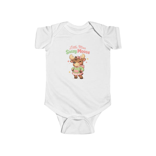 Baby Bodysuit - "Little Miss Sassy Moose" Cute Woodland Infant Onesie