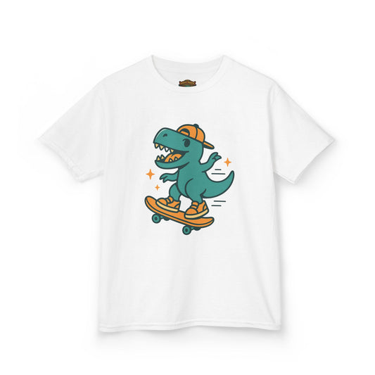 Kids Skateboarding Dino Tee — Cute Skateboard T‑Rex Graphic Shirt