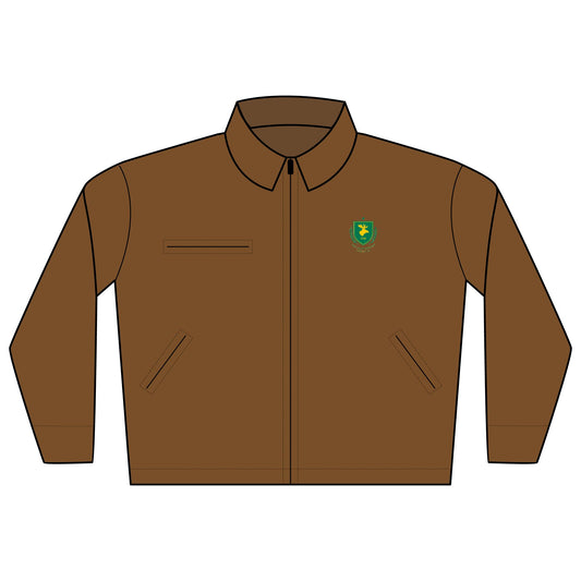 Embroidered Jacket with Green H.M. Crest — Durable Duck Cloth Jacket