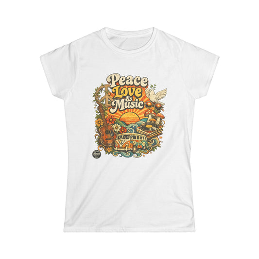 Peace Love & Music T-Shirt — Retro Hippie Van Graphic Tee