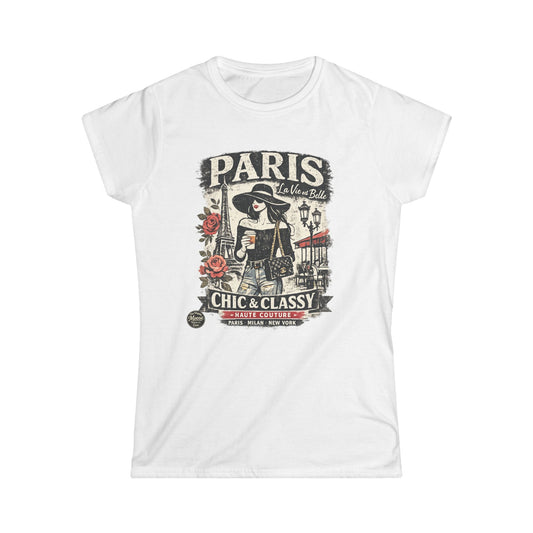 Paris Chic & Classy Women's Tee — Vintage Parisian Fashion Graphic Shirt