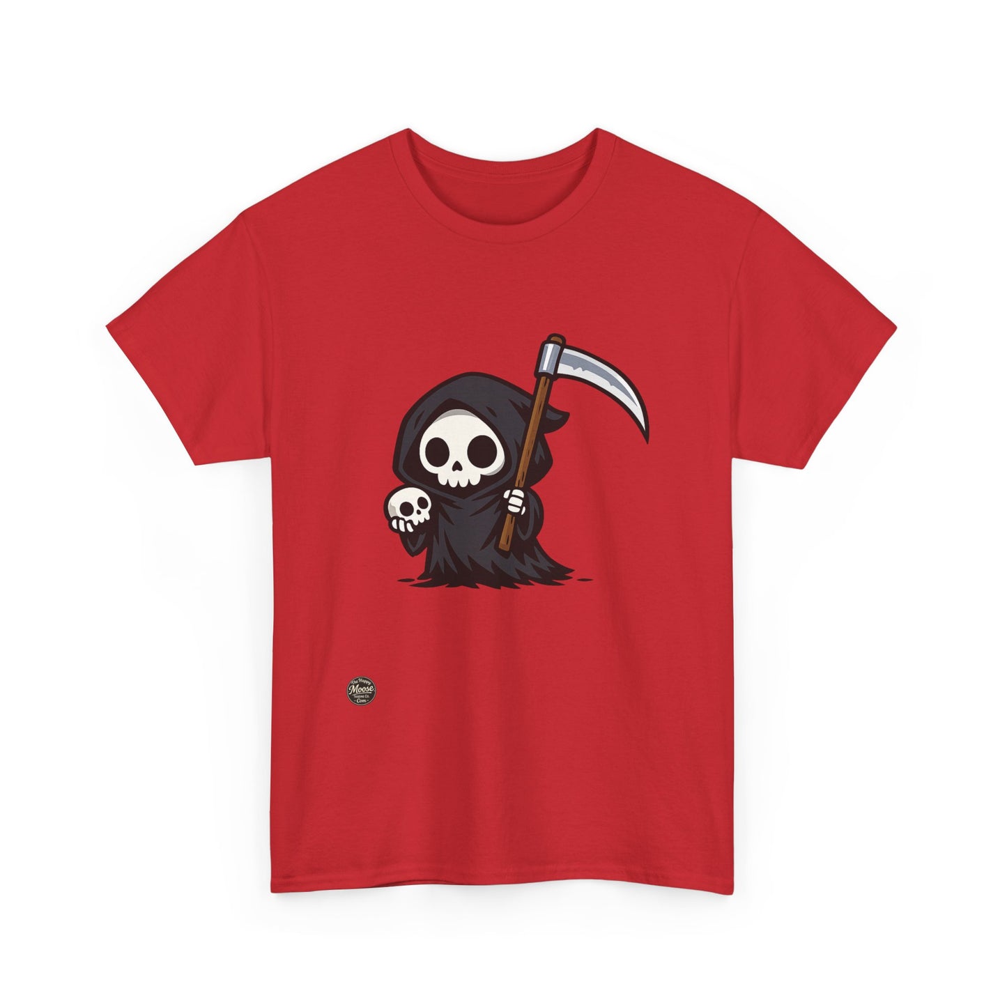 Cute Grim Reaper T-Shirt — Cartoon Death Scythe Tee (Halloween, Gothic Cute)