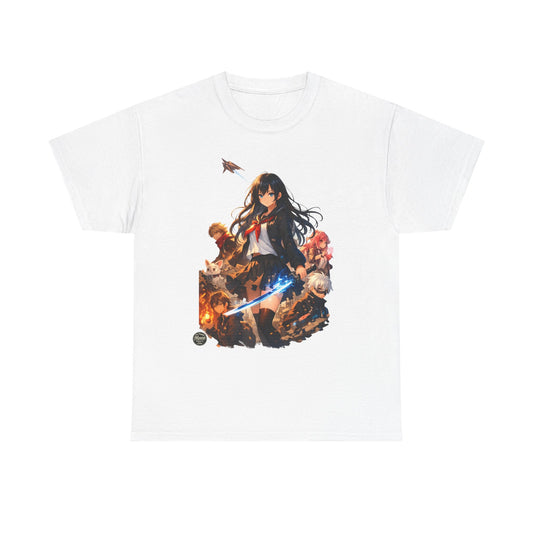Anime Fantasy Heroine T-Shirt — Sword & Crew Art Tee #E008