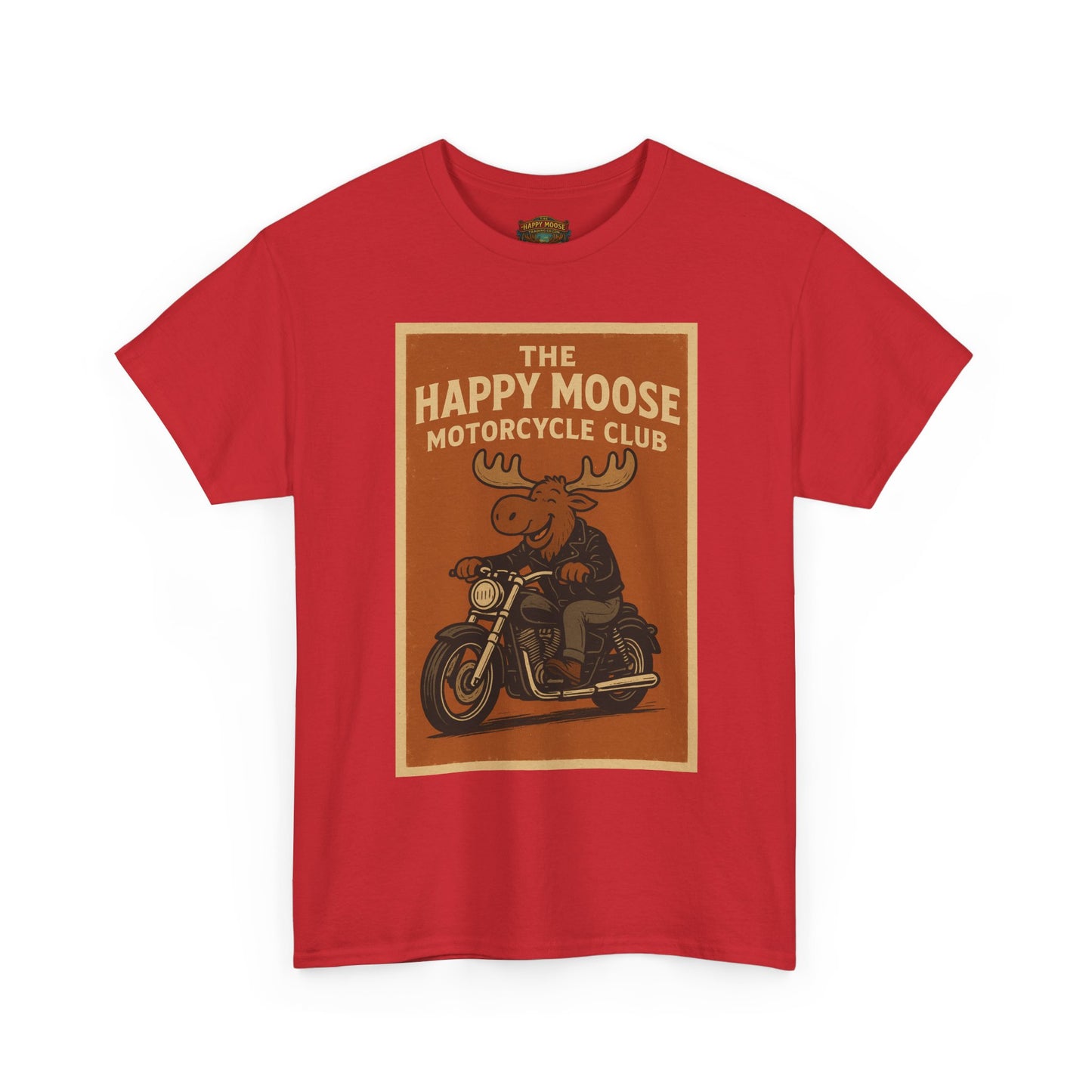 Happy Moose Motorcycle Club T-Shirt | Moose Biker Graphic