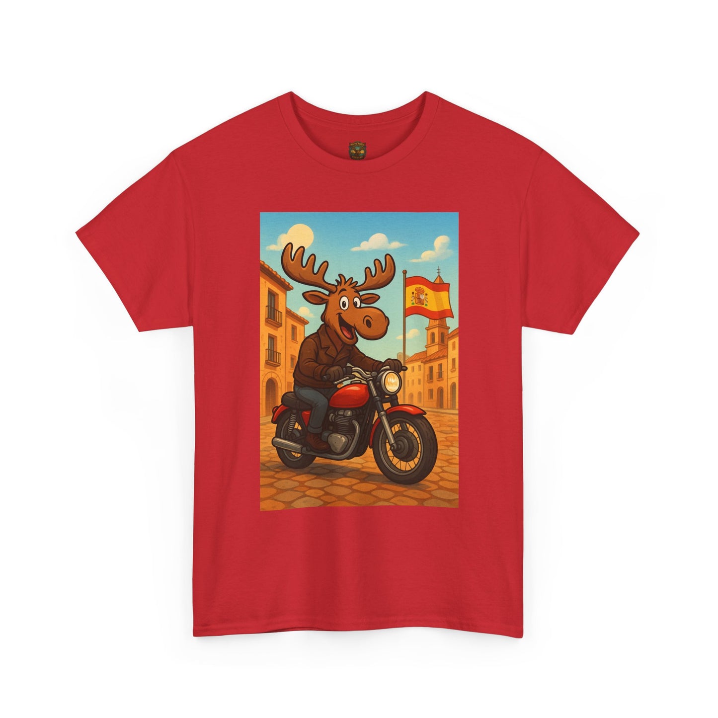 Happy Moose on a Motorcycle T-Shirt | Vintage Biker Animal Tee