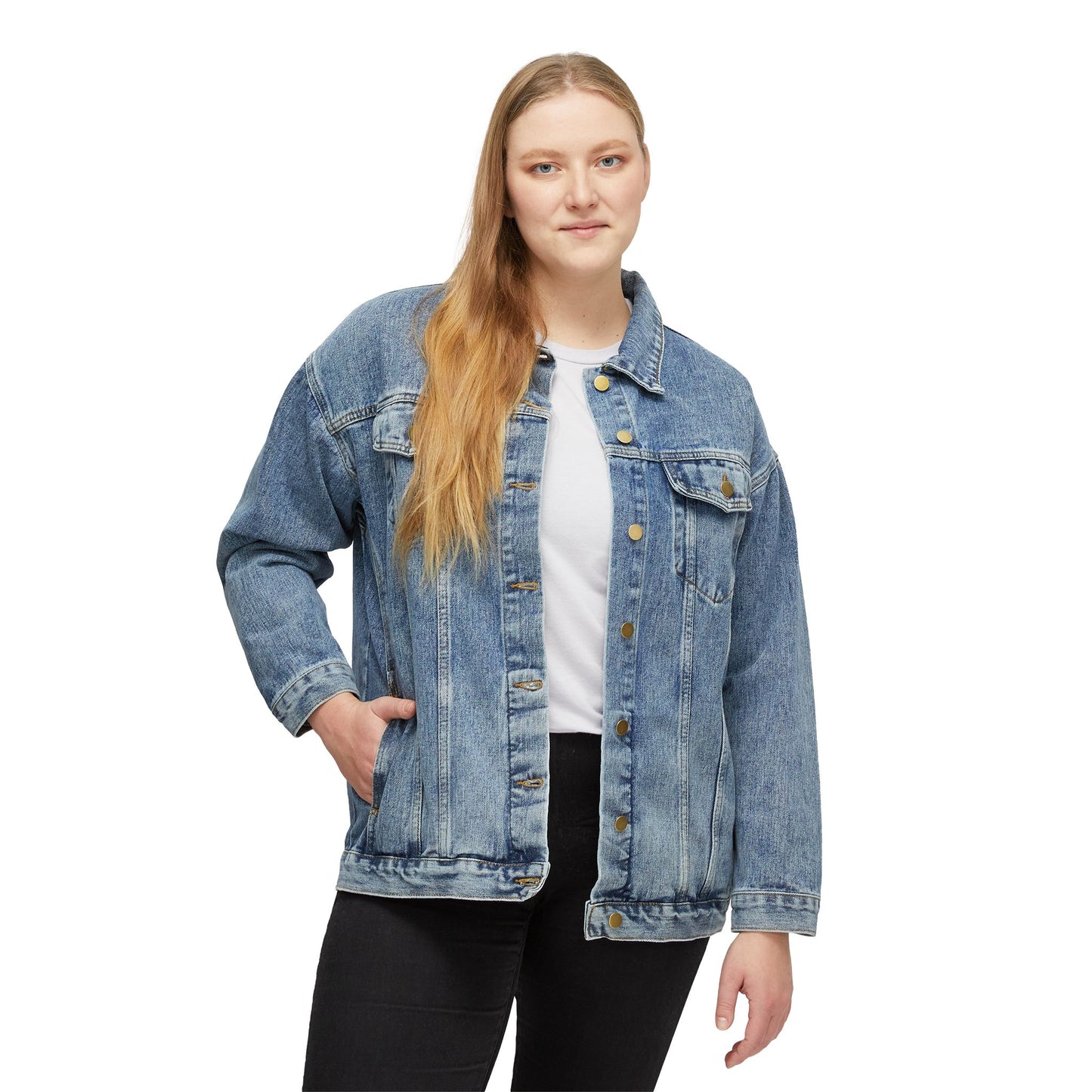 Women's Denim Jacket — The Happy Moose Motorcycle Club Back Patch Jacket
