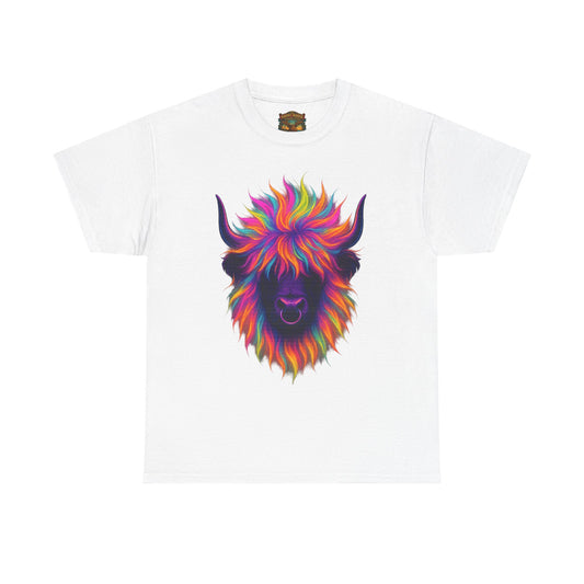 Colorful Highland Cow T-Shirt — Vibrant Rainbow Yak Graphic Tee