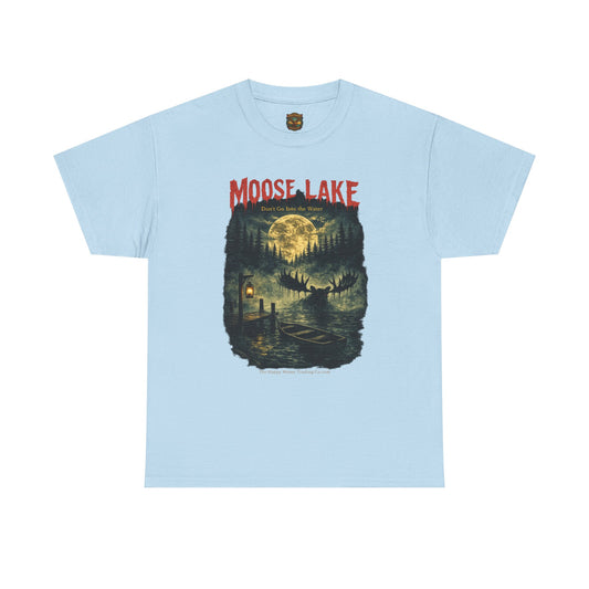 Moose Lake Lakefront Cabin T-Shirt — Vintage Moonlit Forest Graphic Tee
