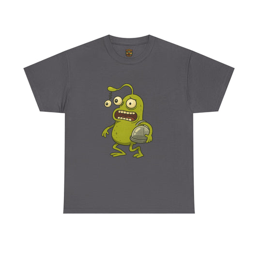 Green Alien Cartoon Tee | Funny Space Monster Illustration B