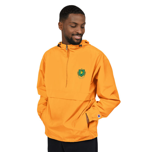 Yellow Packable Anorak Jacket — Small Green Crest Chest Logo