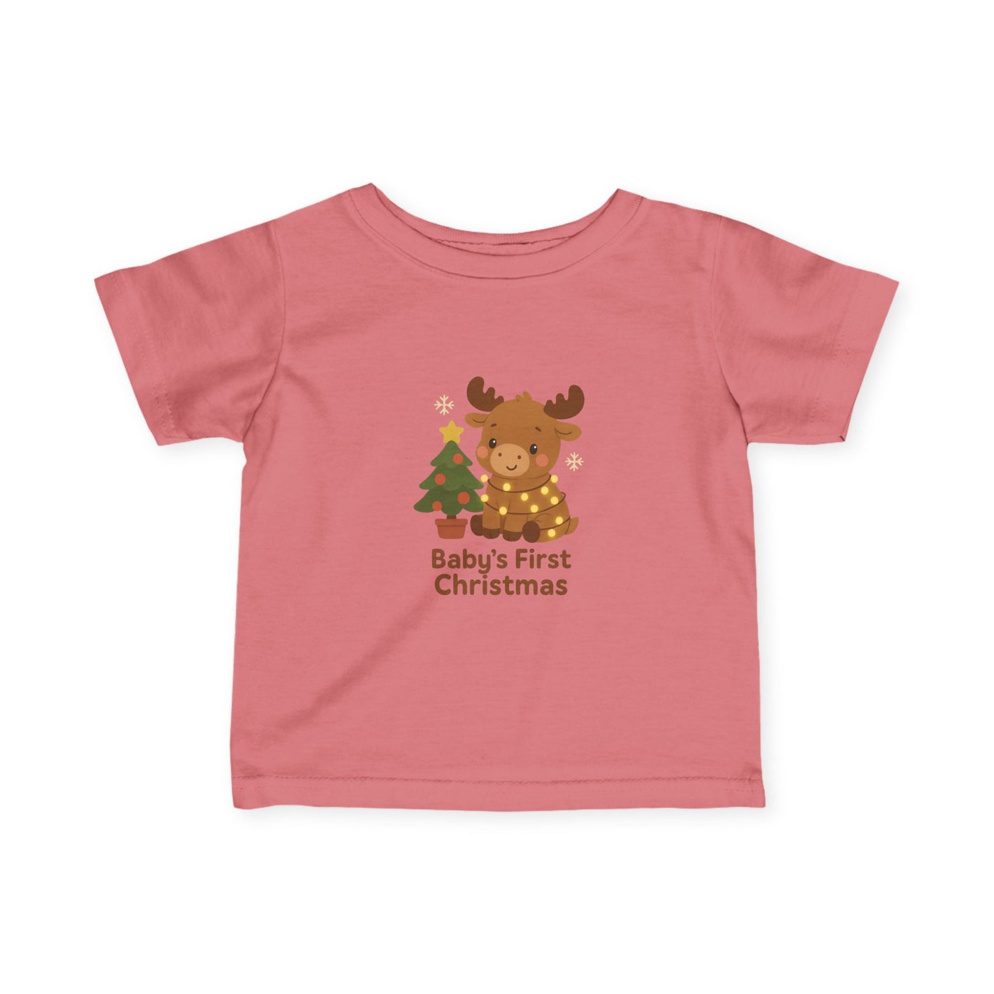 Baby's First Christmas Infant Tee — Cute Reindeer & Tree Holiday Shirt