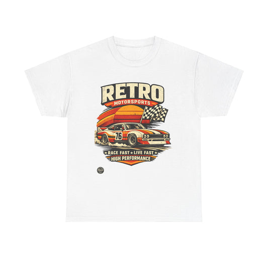 Retro Motorsports Racing Tee — "Race Fast • Live Fast" Vintage Car Graphic