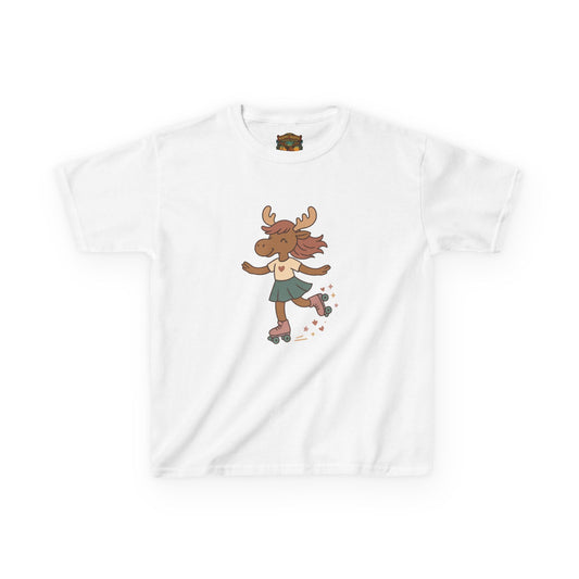 Kids Tee — Cute Roller-Skating Moose Girl Graphic