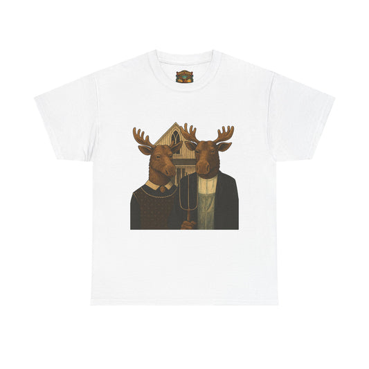 Moose Portrait T-Shirt — Vintage Animal Couple Graphic Tee