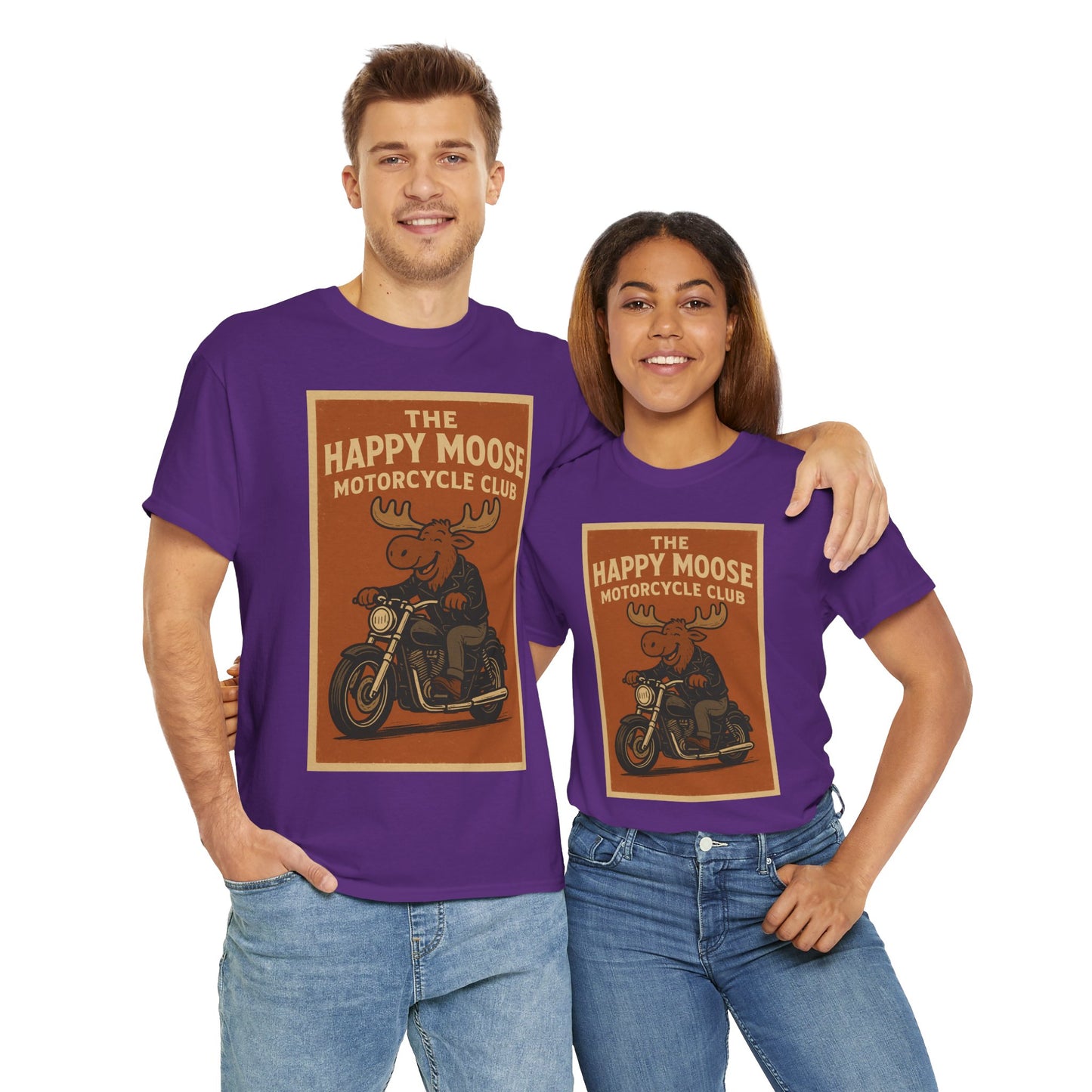 "Ride with style in the Happy Moose Motorcycle Club T-Shirt. Premium comfort, bold biker design—perfect for riders & fans alike."