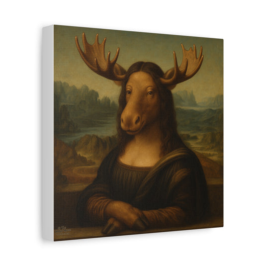 Mona Moose Canvas Print — Whimsical Animal Renaissance Wall Art