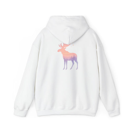 Moose Sunset Hoodie — Pastel Gradient Elk Graphic Pullover