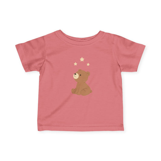 Infant Tee — Cute Sitting Teddy Bear with Stars Baby Shirt