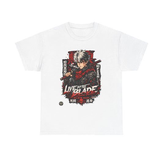 Live by the Blade Anime Tee — Samurai Sword Graphic T-Shirt #E003