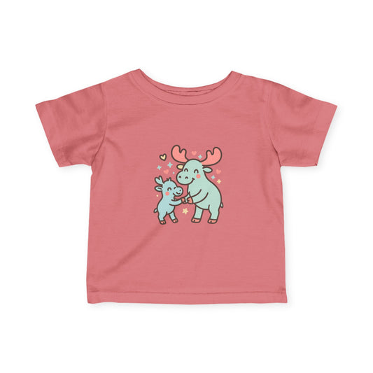 Cute Moose Mom & Baby Infant Tee — Adorable Woodland Family Baby Shirt
