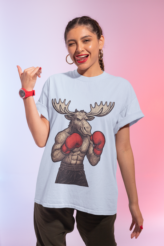 Boxing Moose T‑Shirt — Funny Wildlife Gym Tee for Men & Women