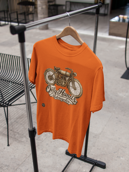 Oily Hands Motorcycles Vintage Motorcycle T-Shirt — Classic Bike Tee #22 E