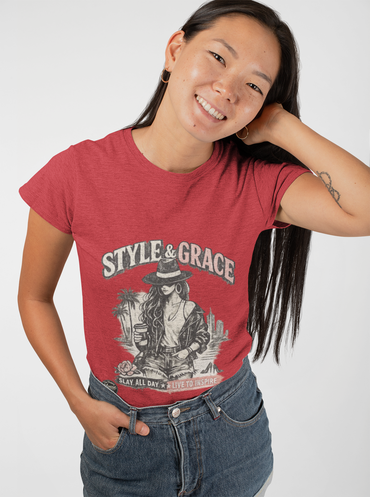 Style & Grace Women's Tee — Retro Western Graphic Shirt ("Play All Day") #E