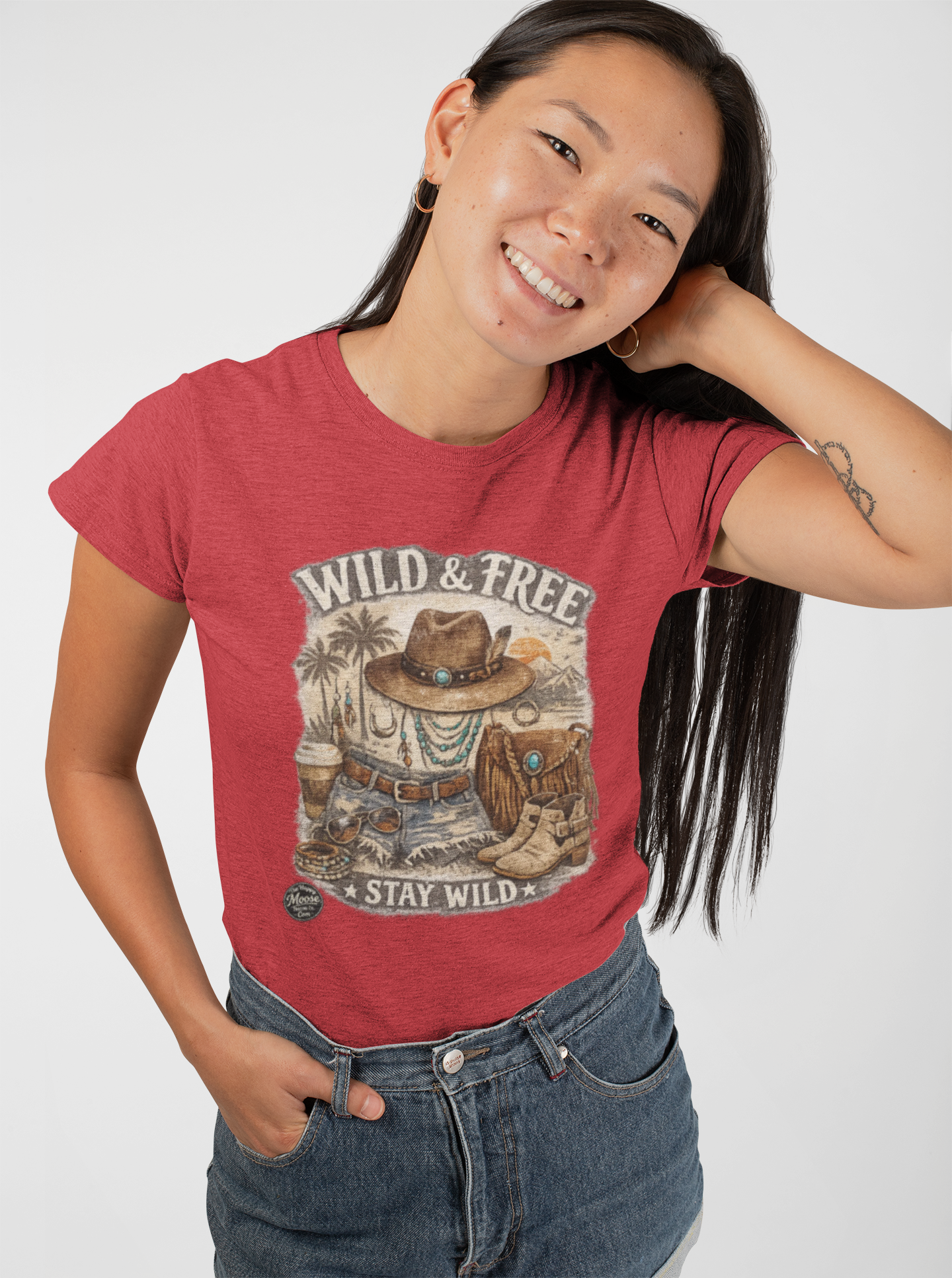 Wild & Free Western Graphic Tee — "Stay Wild" Cowboy Boho Women's Shirt