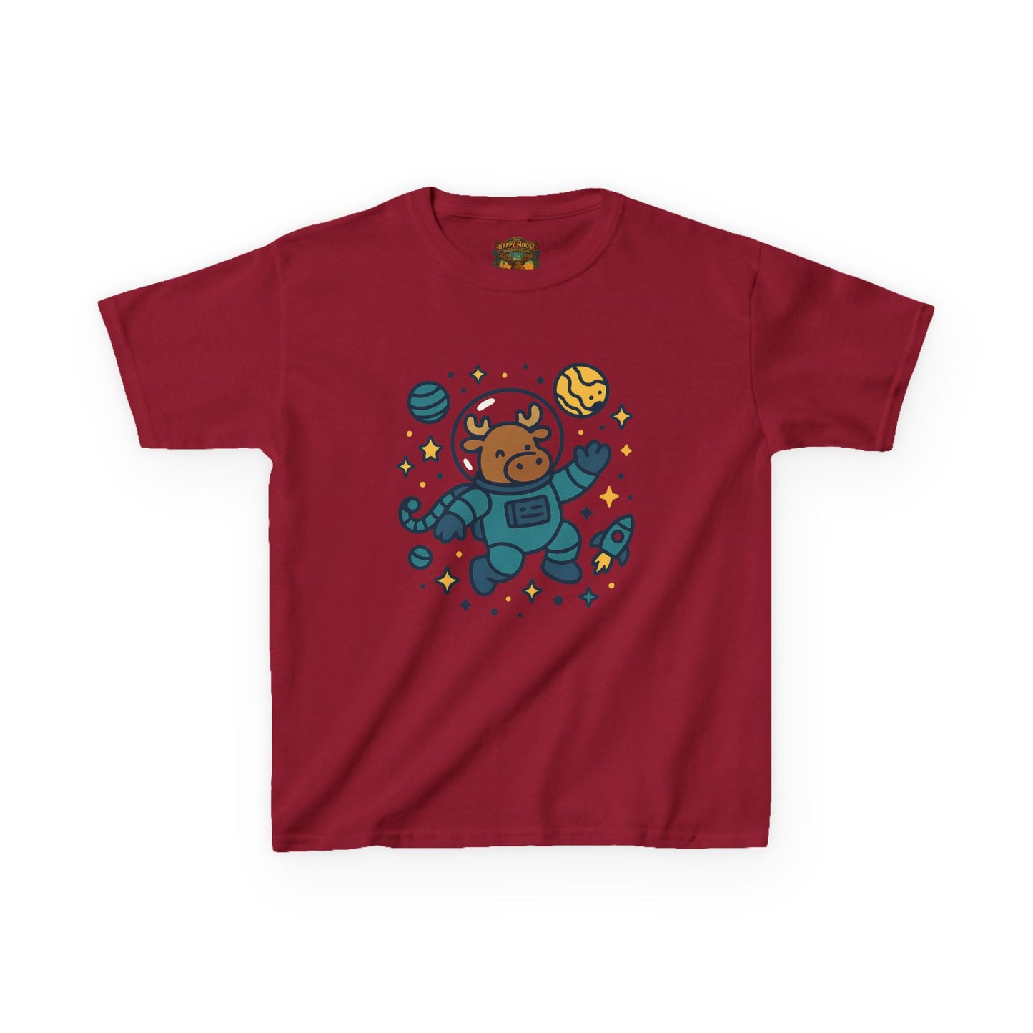 Kids Tee — Cute Astronaut Moose Space Shirt for Children