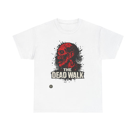 The Dead Walk Horror T-Shirt — Red Zombie Skull Graphic Tee