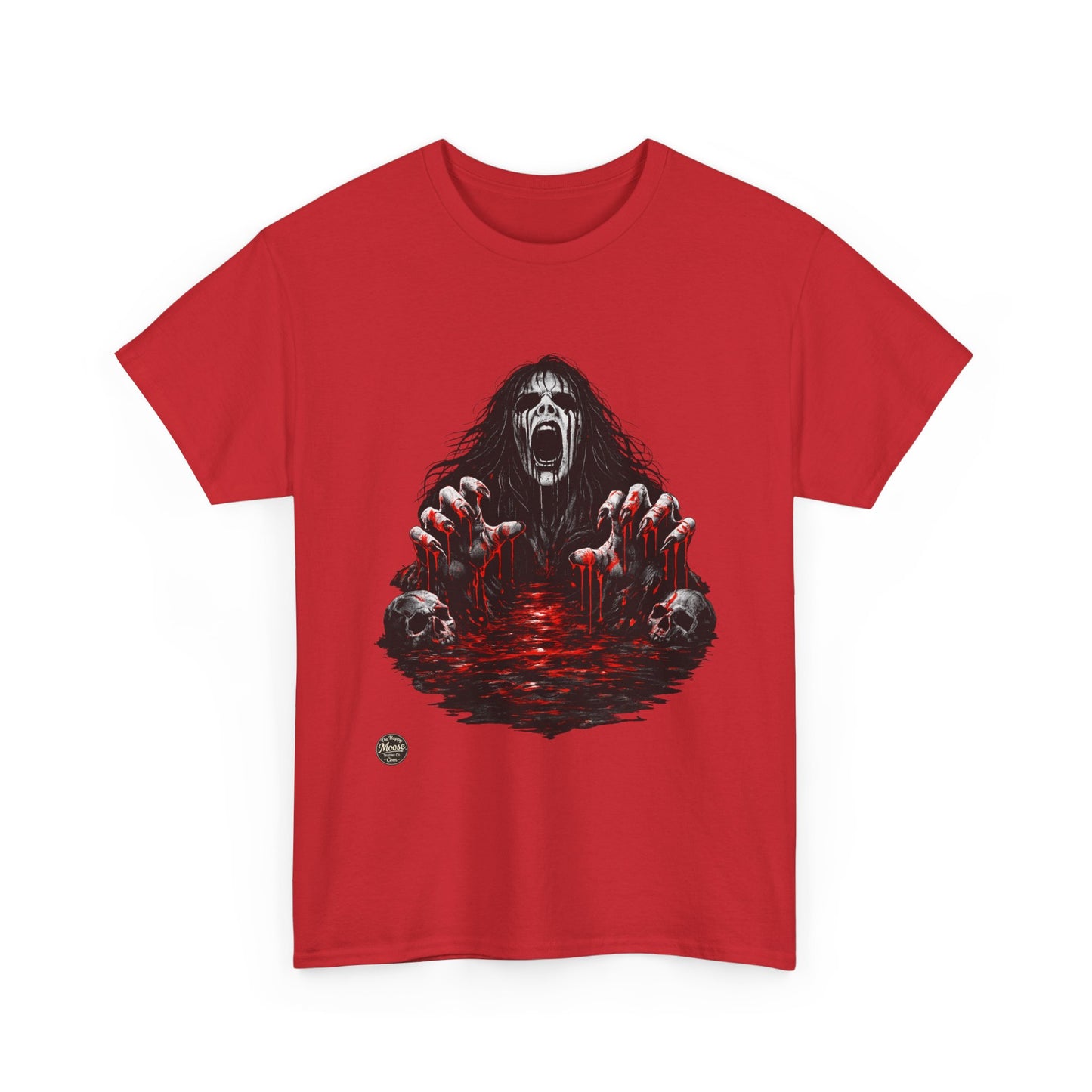 T-Shirt — Horror Scream Design with Red Blood Pool (Gothic Horror Tee) EZ002
