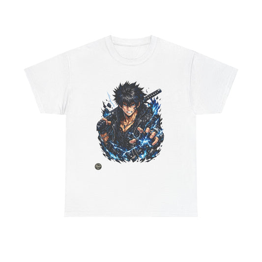 Samurai Warrior Anime Tee — Fierce Swordfighter Graphic T-Shirt #E005