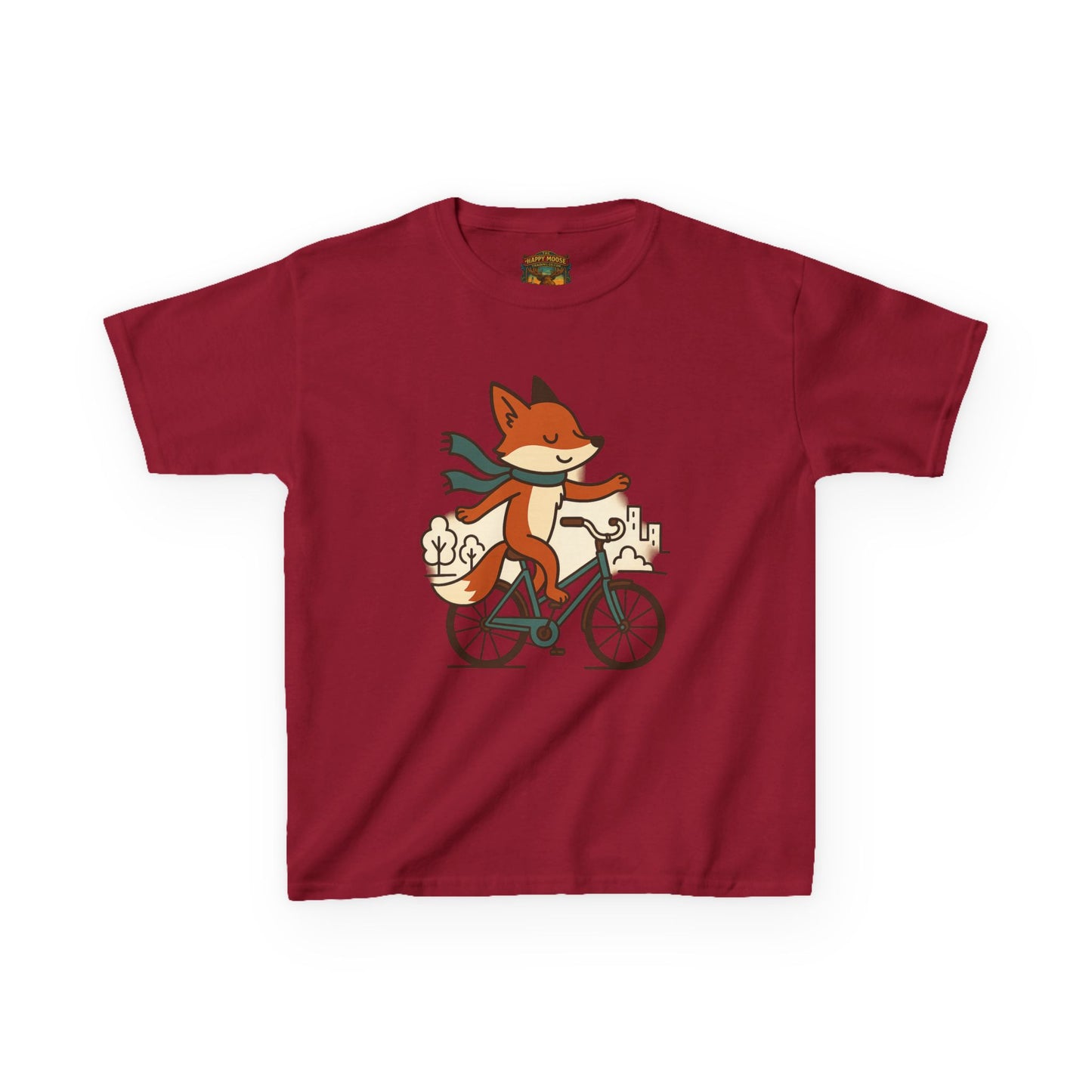Kids Fox Bike T‑Shirt — Cute Riding Fox Illustration Tee