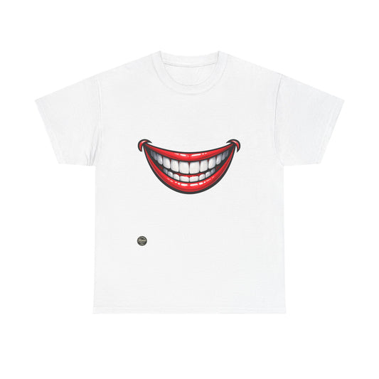 Smiling Joker Mouth Tee — Funny Red Grin Graphic T-Shirt