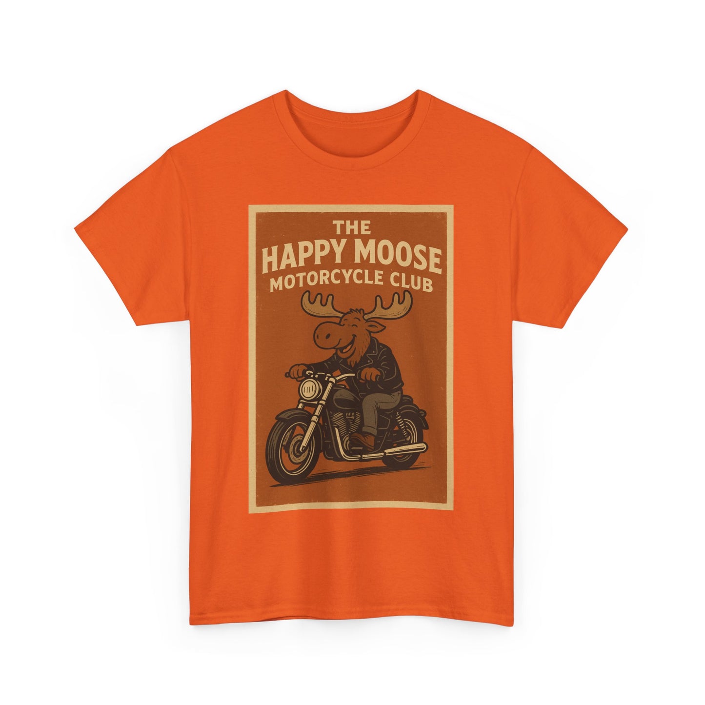 "Ride with style in the Happy Moose Motorcycle Club T-Shirt. Premium comfort, bold biker design—perfect for riders & fans alike."