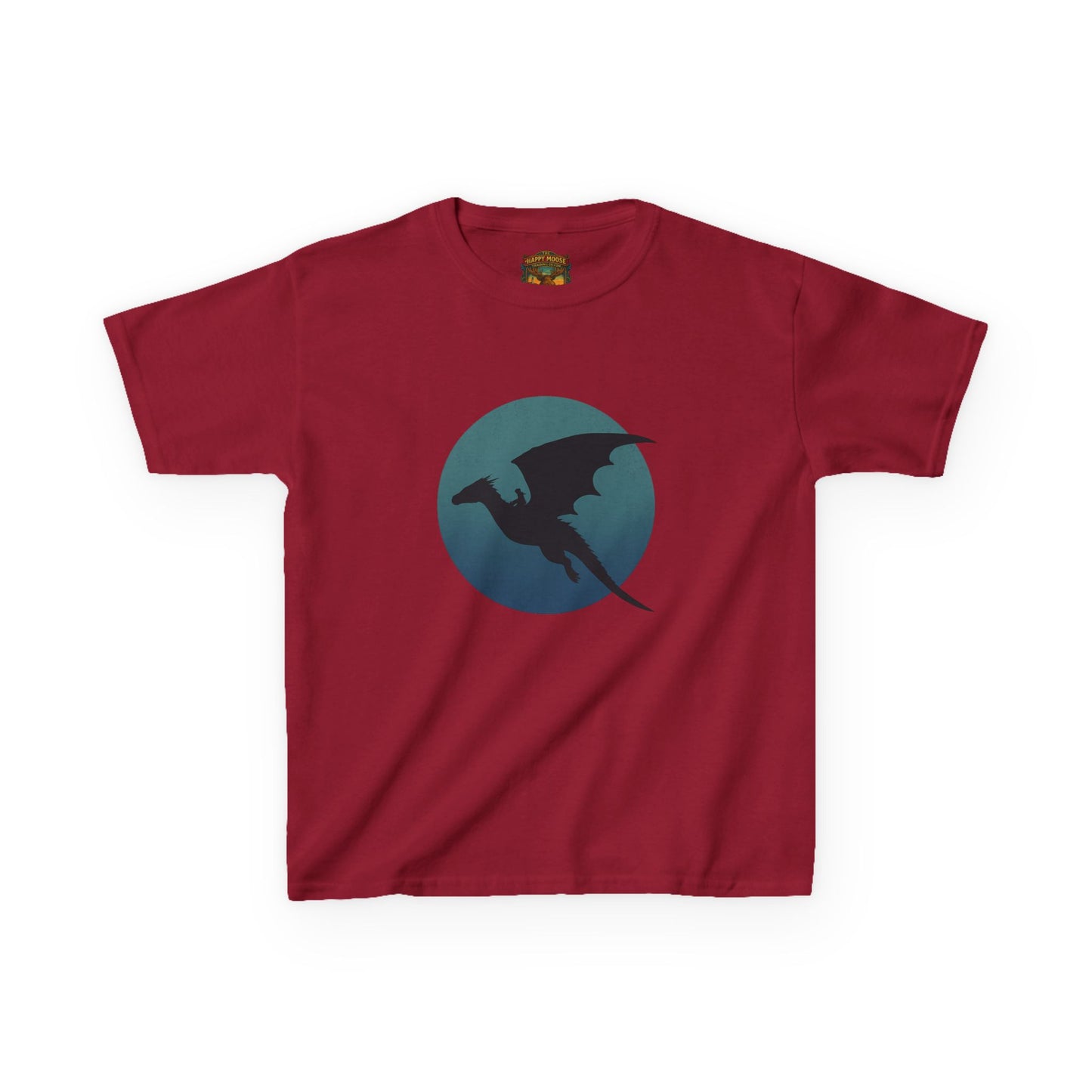 Kids Dragon Silhouette Tee — Fantasy Dragon Circle Graphic Shirt