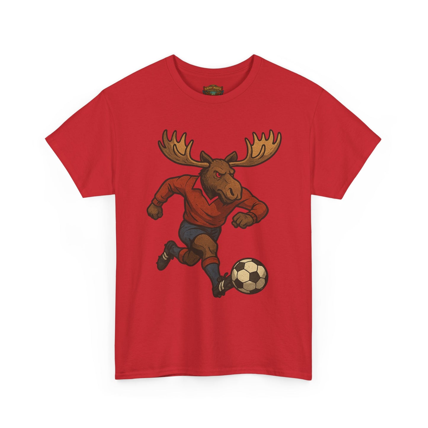 Moose Soccer Player T-Shirt — Vintage Cartoon Football Moose Tee