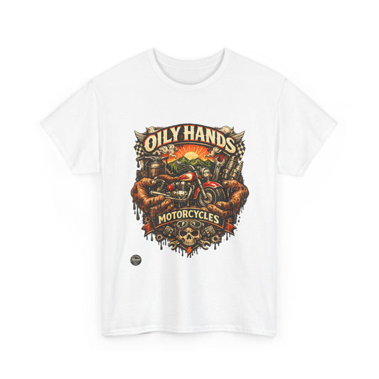 Oily Hands Motorcycles Vintage Biker T-Shirt — Retro Motorcycle Tee #010 E