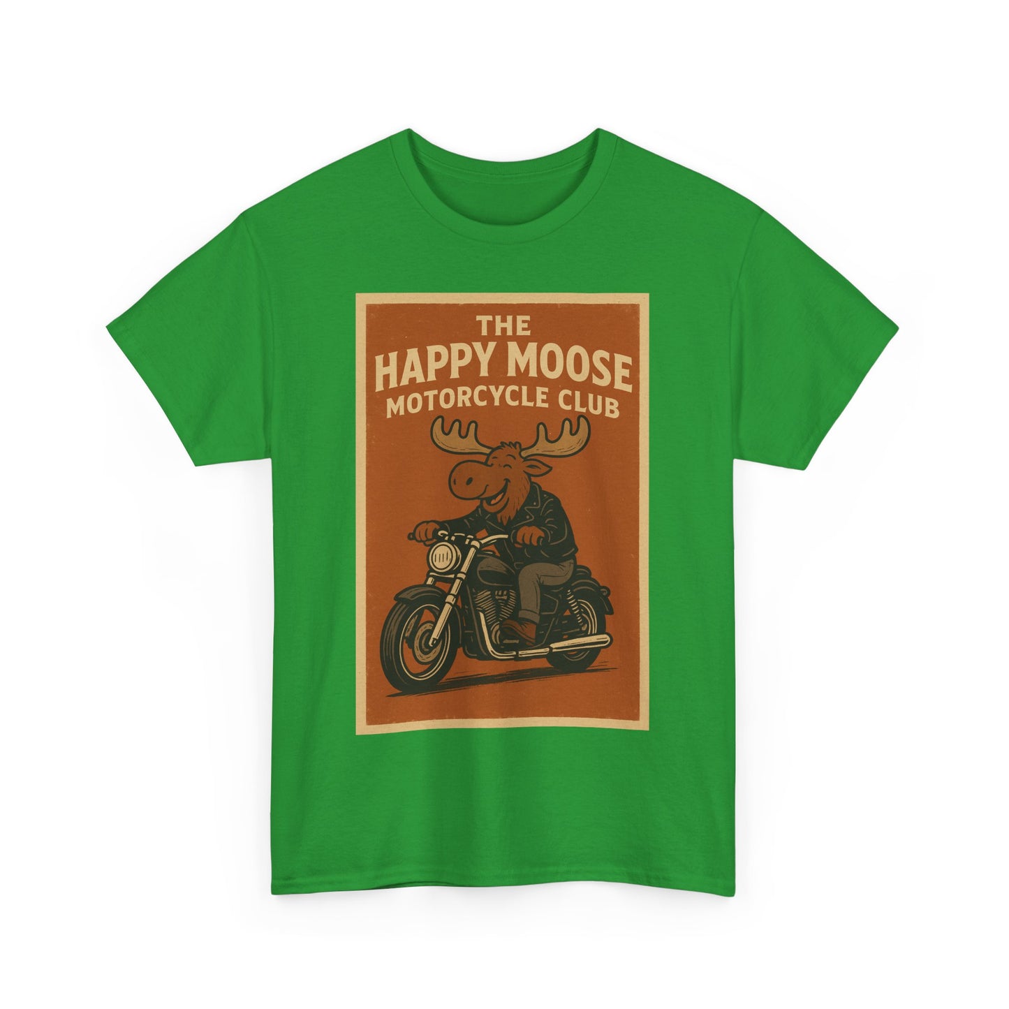 "Ride with style in the Happy Moose Motorcycle Club T-Shirt. Premium comfort, bold biker design—perfect for riders & fans alike."