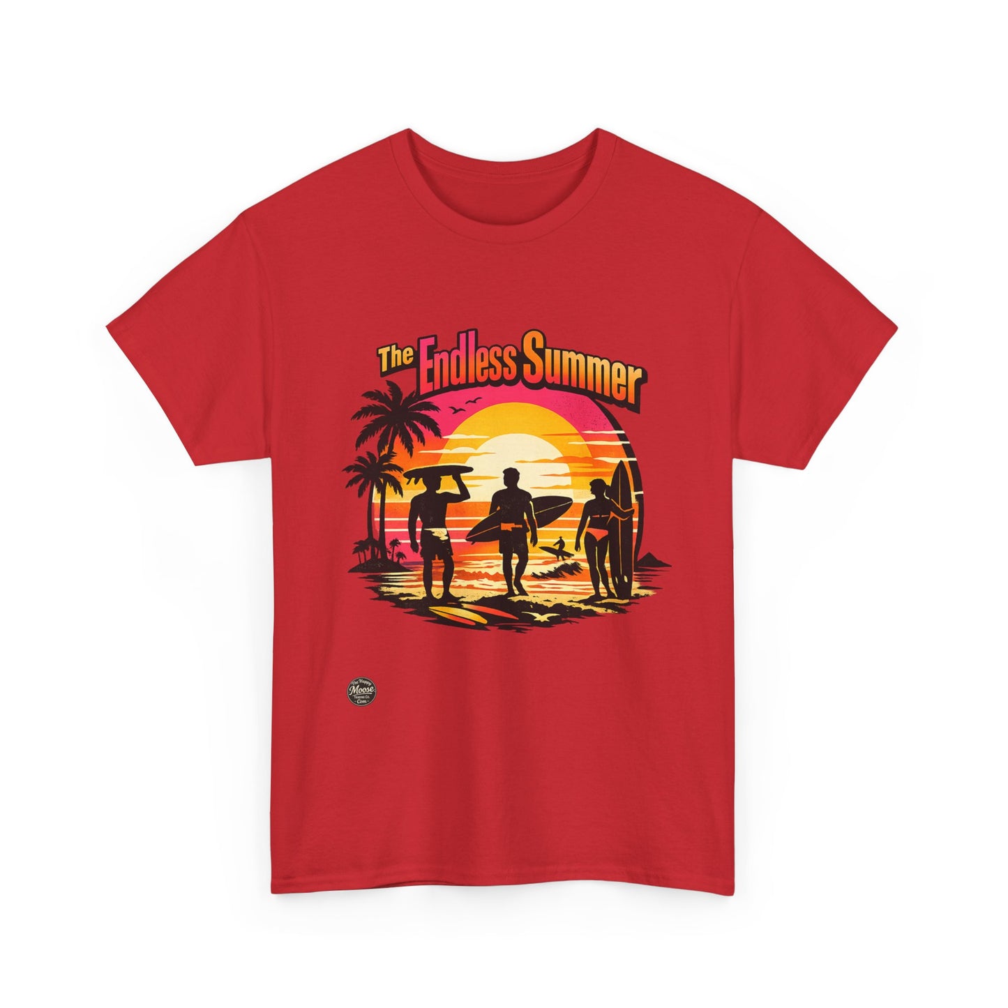 Endless Summer Beach T-Shirt — Retro Sunset Surf Silhouette Tee #ES002