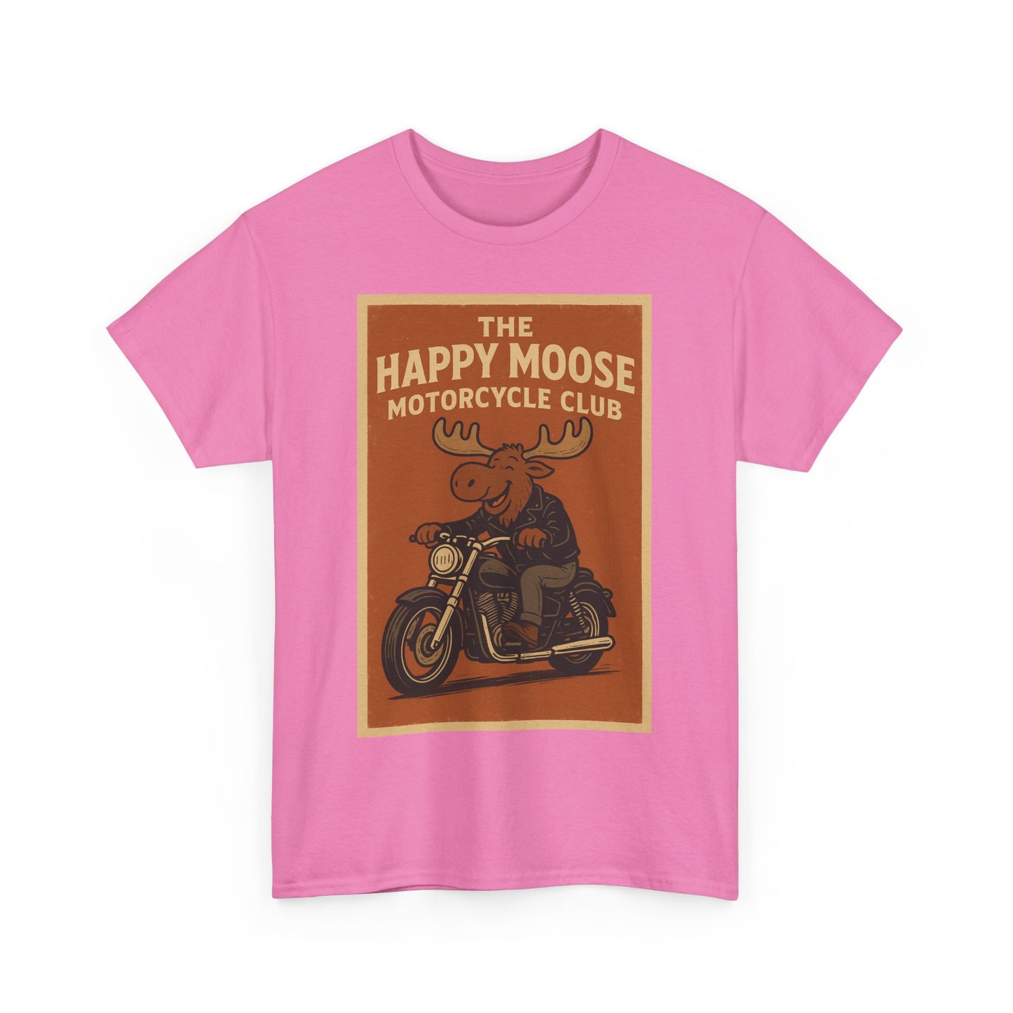 "Ride with style in the Happy Moose Motorcycle Club T-Shirt. Premium comfort, bold biker design—perfect for riders & fans alike."