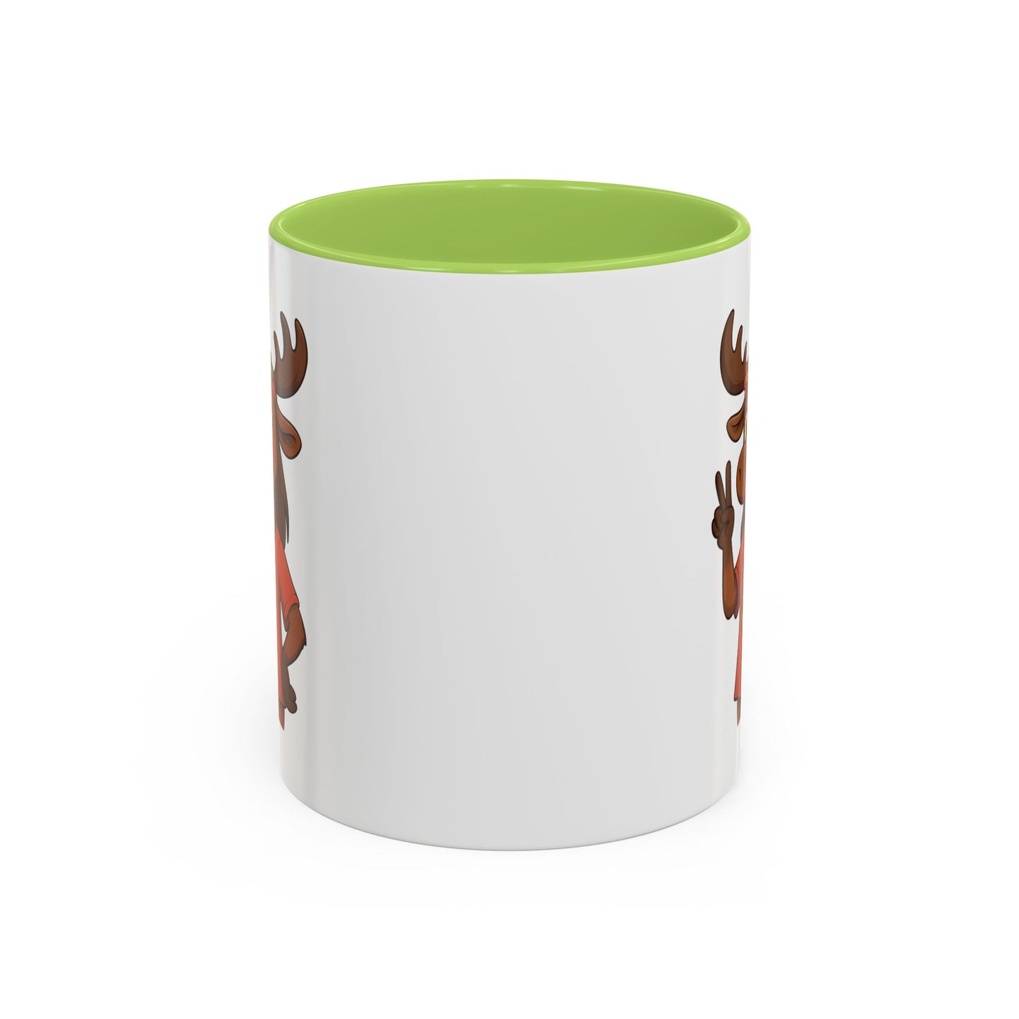 Peace Sign Moose Accent Coffee Mug — Hippie Moose with Flower Crown (11/15oz)