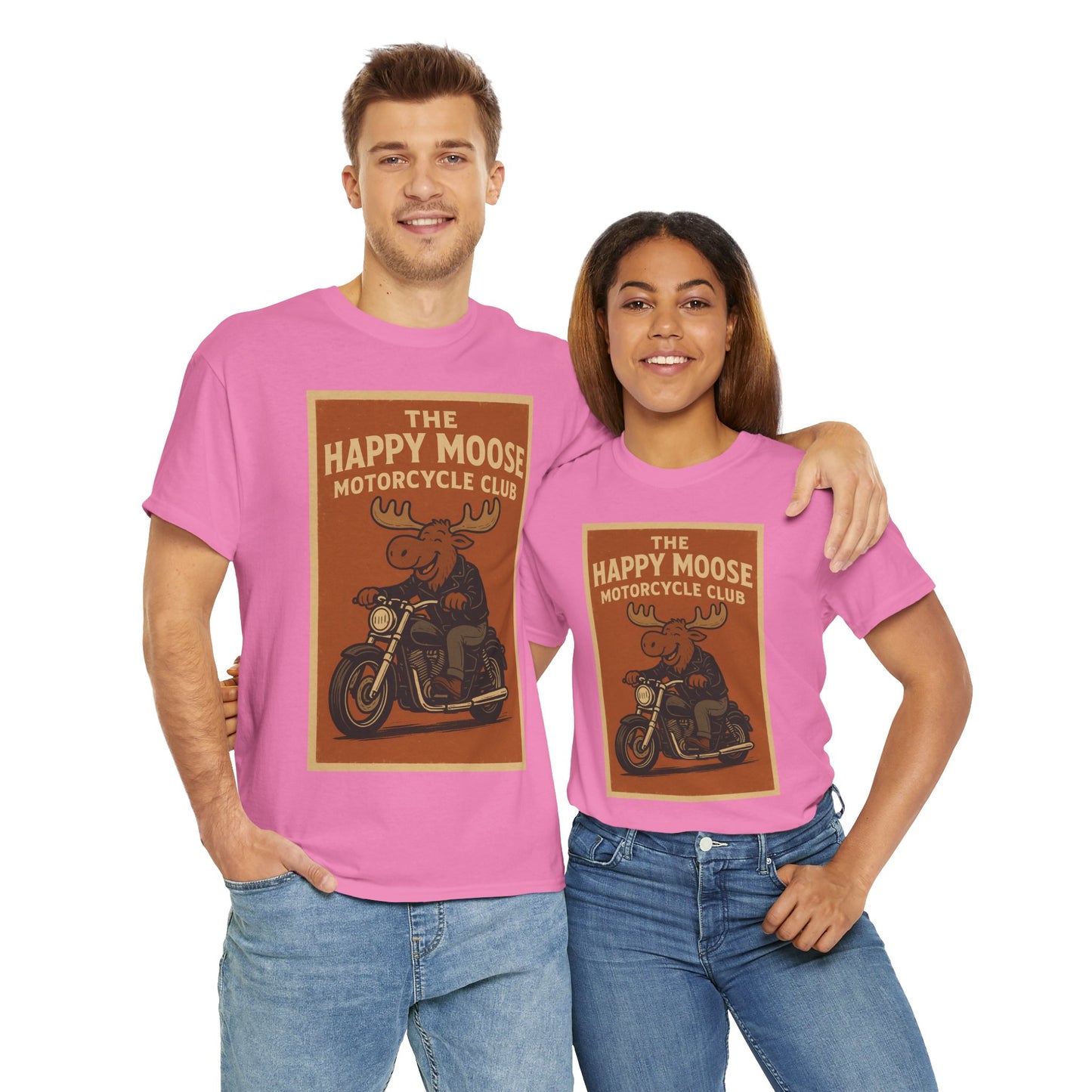 "Ride with style in the Happy Moose Motorcycle Club T-Shirt. Premium comfort, bold biker design—perfect for riders & fans alike."